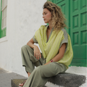 Blusa cuadrada rayas con escote bordado - Orfeo