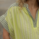 Blusa cuadrada rayas con escote bordado - Orfeo