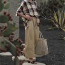 Pantalón amplio beige con cintura elástica y cordón - Orfeo