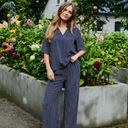 Blusa fluida de rayas azul marino - Freequent