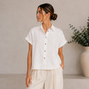 Camisa ligera de lino y manga corta - Freequent