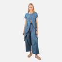 Blusa azul jacquard asimétrica - PAN