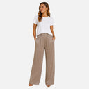 Pantalón ancho beige con lurex dorado - Freequent