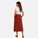 Falda midi recta color teja - PAN