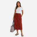 Falda midi recta color teja - PAN