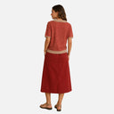 Polo de punto calado rojo y beige - Skatie