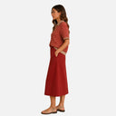 Polo de punto calado rojo y beige - Skatie