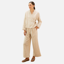 Pantalón jacquar beige