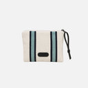 Cartera de mano de tela con asa de piel - Purahechura