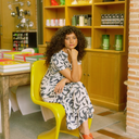 Vestido midi de manchas azul - PAN