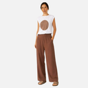 Pantalón fluido con goma marrón - IMZ
