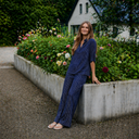 Blusa fluida de rayas azul marino - Freequent
