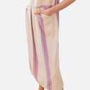 Vestido midi fluido con escote pico y rayas - PAN