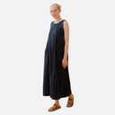 Vestido largo azul y blanco de tirantes-PAN