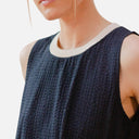 Vestido largo azul y blanco de tirantes-PAN