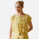Blusa de cuadros con volante frontal - PAN