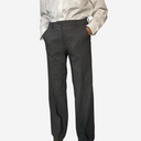 Pantalón campana negro y blanco roto