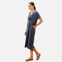 Vestido midi azul con fruncido - PAN