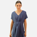 Vestido midi azul con fruncido - PAN