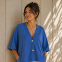 Kimono azul fluido y ligero - PAN