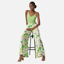 Pantalón palazzo estampado verde - Surkana