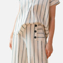 Pantalón amplio de rayas azules - PAN
