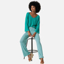Pantalón elástico estampado verde - Surkana