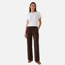 Pantalón marrón fluido y elástico recto - Freequent