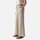 Pantalón beige de rayas negras fluido - PAN