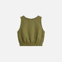 Top de lino natural con fruncido - DS Collection