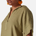 Vestido corto camisero de lino natural - DS Collection