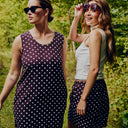 Vestido midi de lunares marrón - Freequent