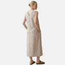 Vestido largo beige de rayas negras tirantes - PAN