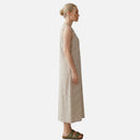 Vestido largo beige de rayas negras tirantes - PAN
