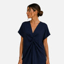 Vestido drapeado azul marino - Freequent