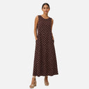 Vestido midi de lunares marrón - Freequent