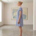 Vestido corto vichy azul de algodón - PAN