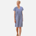 Vestido corto vichy azul de algodón - PAN