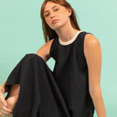 Vestido largo azul y blanco de tirantes-PAN