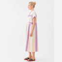 Vestido midi fluido con escote pico y rayas - PAN