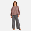 Blusa de cuadros granate y beige - Orfeo