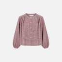 Blusa de cuadros granate y beige - Orfeo
