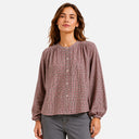 Blusa de cuadros granate y beige - Orfeo