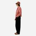 Blusa rosa con lazada Orfeo para mujer vista lateral con corte corto