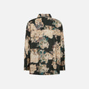 Vista trasera de camisa floral Freequent verde oscuro de corte fluido