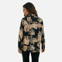 Vista trasera de camisa floral Freequent verde oscuro de corte fluido