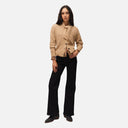 Cárdigan beige lazada cuello - Systemaction