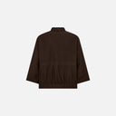 Vista trasera de la chaqueta chocolate de Freequent con bajo elástico y corte relajado