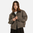 Mujer con chaqueta FQMILA de Freequent en espiga marrón y beige