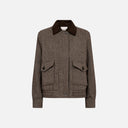 Chaqueta FQMILA de Freequent en espiga marrón y beige vista frontal